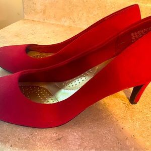 Red velvet heels